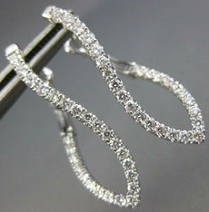 ESTATE .68CT DIAMOND 18KT WHITE GOLD INSIDE OUT INFINITY LOVE HANGING EARRINGS