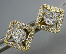 ESTATE .54CT DIAMOND 18KT YELLOW GOLD CLUSTER FLOWER SQUARE JACKET STUD EARRINGS
