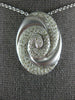 ESTATE LARGE .92CT DIAMOND 18KT WHITE GOLD MATTE & SHINY OVAL SWIRL FUN PENDANT