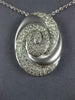 ESTATE LARGE .92CT DIAMOND 18KT WHITE GOLD MATTE & SHINY OVAL SWIRL FUN PENDANT
