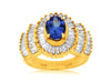WIDE 2.3CT DIAMOND & TANZANITE 14KT YELLOW GOLD OVAL & BAGUETTE BALLERINA RING