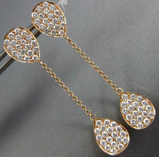 LARGE 1.59CT DIAMOND 18KT ROSE GOLD 3D TEAR DROP BY THE YARD HANGING EARRINGS