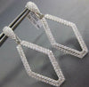 LARGE 2.75CT DIAMOND 18KT WHITE GOLD 3D HALO ELONGATED HEXAGON HANGING EARRINGS