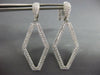 LARGE 2.75CT DIAMOND 18KT WHITE GOLD 3D HALO ELONGATED HEXAGON HANGING EARRINGS