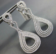 ESTATE LARGE 1.66CT DIAMOND 18KT WHITE GOLD MULTI ROW TEAR DROP HANGING EARRINGS