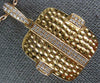 ESTATE LARGE .31CT DIAMOND 18KT ROSE GOLD 3D SQUARE HAMMERED LOOK FUN PENDANT