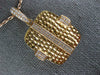 ESTATE LARGE .31CT DIAMOND 18KT ROSE GOLD 3D SQUARE HAMMERED LOOK FUN PENDANT