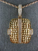 ESTATE LARGE .31CT DIAMOND 18KT ROSE GOLD 3D SQUARE HAMMERED LOOK FUN PENDANT