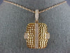 ESTATE LARGE .31CT DIAMOND 18KT ROSE GOLD 3D SQUARE HAMMERED LOOK FUN PENDANT