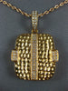 ESTATE LARGE .31CT DIAMOND 18KT ROSE GOLD 3D SQUARE HAMMERED LOOK FUN PENDANT