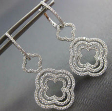 ESTATE .75CT DIAMOND 18KT WHITE GOLD 3D 4 LEAF CLOVER LEVERBACK HANGING EARRINGS