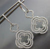 ESTATE .75CT DIAMOND 18KT WHITE GOLD 3D 4 LEAF CLOVER LEVERBACK HANGING EARRINGS