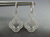 ESTATE .75CT DIAMOND 18KT WHITE GOLD 3D 4 LEAF CLOVER LEVERBACK HANGING EARRINGS