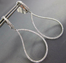 ESTATE LARGE 1.57CT DIAMOND 18KT WHITE GOLD TEAR DROP CLIP ON HANGING EARRINGS