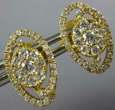 ESTATE .73CT DIAMOND 18KT YELLOW GOLD CLASSIC FLOWER CLUSTER OVAL STUD EARRINGS
