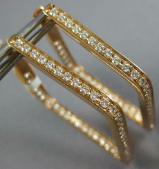 LARGE 1.28CT DIAMOND 18KT ROSE GOLD 3D INSIDE OUT TEAR DROP SQUARE HOOP EARRINGS