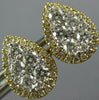 ESTATE .88CT DIAMOND 18KT YELLOW GOLD 3D CLUSTER PEAR SHAPE HALO STUD EARRINGS