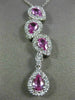 LARGE 2.1CT DIAMOND & AAA PINK SAPPHIRE 14K WHITE GOLD TEAR DROP JOURNEY PENDANT