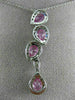 LARGE 2.1CT DIAMOND & AAA PINK SAPPHIRE 14K WHITE GOLD TEAR DROP JOURNEY PENDANT