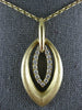 ESTATE LARGE .49CT DIAMOND 18KT YELLOW GOLD MATTE & SHINY MARQUISE SHAPE PENDANT