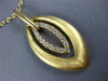 ESTATE LARGE .49CT DIAMOND 18KT YELLOW GOLD MATTE & SHINY MARQUISE SHAPE PENDANT