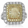 GIA EXTRA LARGE 4.82CT WHITE & FANCY YELLOW DIAMOND 18KT GOLD 3D ENGAGEMENT RING