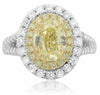 LARGE GIA 3.29CT WHITE & FANCY YELLOW DIAMOND 18KT 2TONE GOLD 3D ENGAGEMENT RING