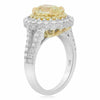 LARGE GIA 3.29CT WHITE & FANCY YELLOW DIAMOND 18KT 2TONE GOLD 3D ENGAGEMENT RING