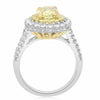 LARGE GIA 3.29CT WHITE & FANCY YELLOW DIAMOND 18KT 2TONE GOLD 3D ENGAGEMENT RING
