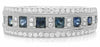 ESTATE WIDE .9CT DIAMOND & AAA SAPPHIRE 14K WHITE GOLD FILIGREE ANNIVERSARY RING