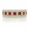 ESTATE WIDE .92CT DIAMOND AAA RUBY 14KT WHITE GOLD 3D FILIGREE ANNIVERSARY RING