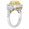 ESTATE WIDE 3.28CT WHITE & FANCY YELLOW DIAMOND 18KT 2 TONE GOLD ENGAGEMENT RING