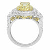 ESTATE WIDE 3.28CT WHITE & FANCY YELLOW DIAMOND 18KT 2 TONE GOLD ENGAGEMENT RING