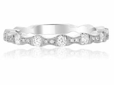 ESTATE .34CT DIAMOND 14KT WHITE GOLD 3D SEMI ETERNITY WEDDING ANNIVERSARY RING