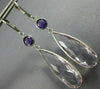 LARGE 26.0CT AMETHYST & PINK AMETHYST 14K WHITE GOLD TEAR DROP HANGING EARRINGS