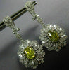 LARGE 9.15CT WHITE & FANCY YELLOW DIAMOND 18KT WHITE GOLD OVAL HANGING EARRINGS