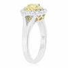 WIDE .80CT WHITE & FANCY YELLOW DIAMOND 18KT TWO TONE GOLD HALO ENGAGEMENT RING