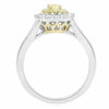 WIDE .80CT WHITE & FANCY YELLOW DIAMOND 18KT TWO TONE GOLD HALO ENGAGEMENT RING