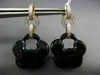 LARGE .40CT DIAMOND & AAA ONYX 14KT WHITE & ROSE GOLD 3D FLOWER EARRINGS #25869