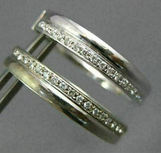 ESTATE WIDE & LARGE .46CT DIAMOND 14K WHITE GOLD 2 ROW SHINY HOOP EARRINGS #1440