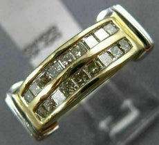 ESTATE WIDE .75CT FANCY YELLOW DIAMOND 14KT TWO TONE GOLD 2 ROW ANNIVERSARY RING