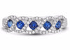 ESTATE .59CT DIAMOND & AAA SAPPHIRE 14KT WHITE GOLD LEAF ETOILE ANNIVERSARY RING
