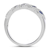 ESTATE .59CT DIAMOND & AAA SAPPHIRE 14KT WHITE GOLD LEAF ETOILE ANNIVERSARY RING