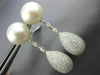 ESTATE LARGE 3.40CT DIAMOND & AAA SEA PEARL 18KT WHITE GOLD DROP EARRINGS #23426
