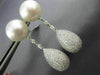 ESTATE LARGE 3.40CT DIAMOND & AAA SEA PEARL 18KT WHITE GOLD DROP EARRINGS #23426