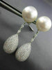 ESTATE LARGE 3.40CT DIAMOND & AAA SEA PEARL 18KT WHITE GOLD DROP EARRINGS #23426