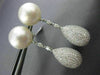 ESTATE LARGE 3.40CT DIAMOND & AAA SEA PEARL 18KT WHITE GOLD DROP EARRINGS #23426