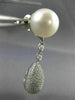 ESTATE LARGE 3.40CT DIAMOND & AAA SEA PEARL 18KT WHITE GOLD DROP EARRINGS #23426