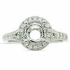 ESTATE WIDE .44CT DIAMOND 18KT WHITE GOLD 3D HALO SEMI MOUNT ENGAGEMENT RING
