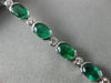 ESTATE 8CT DIAMOND & AAA OVAL EMERALD 14KT WHITE GOLD SEMI BEZEL TENNIS BRACELET